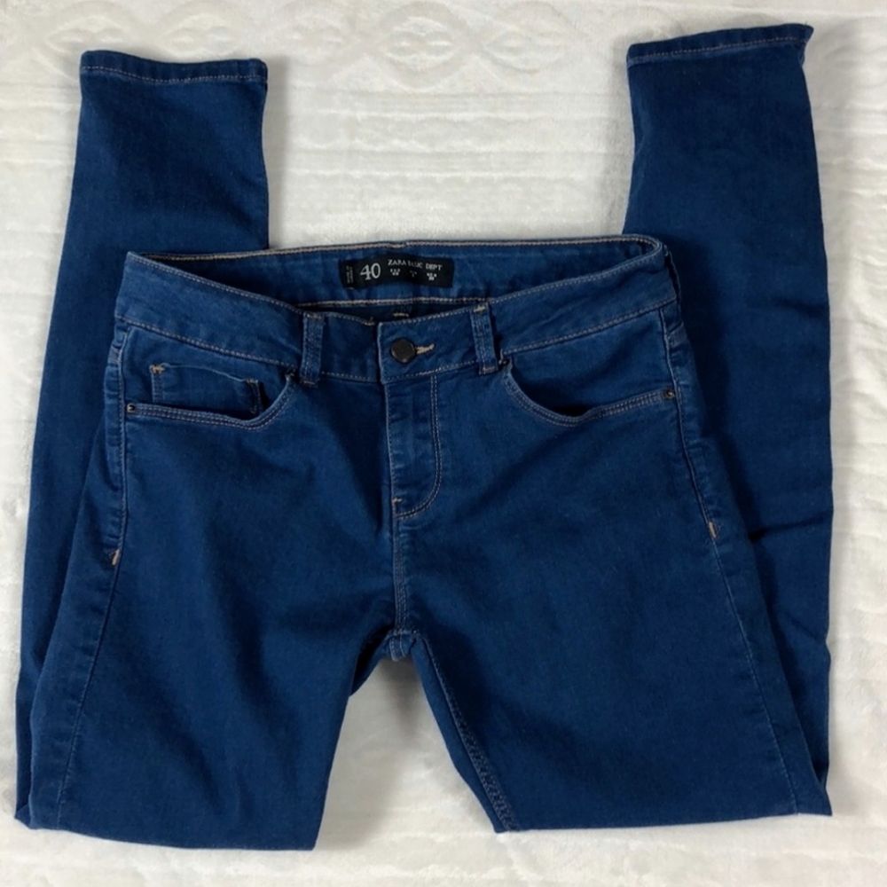 Zara Basic Dept Sz 8 Moto Zip Skinny Jeans